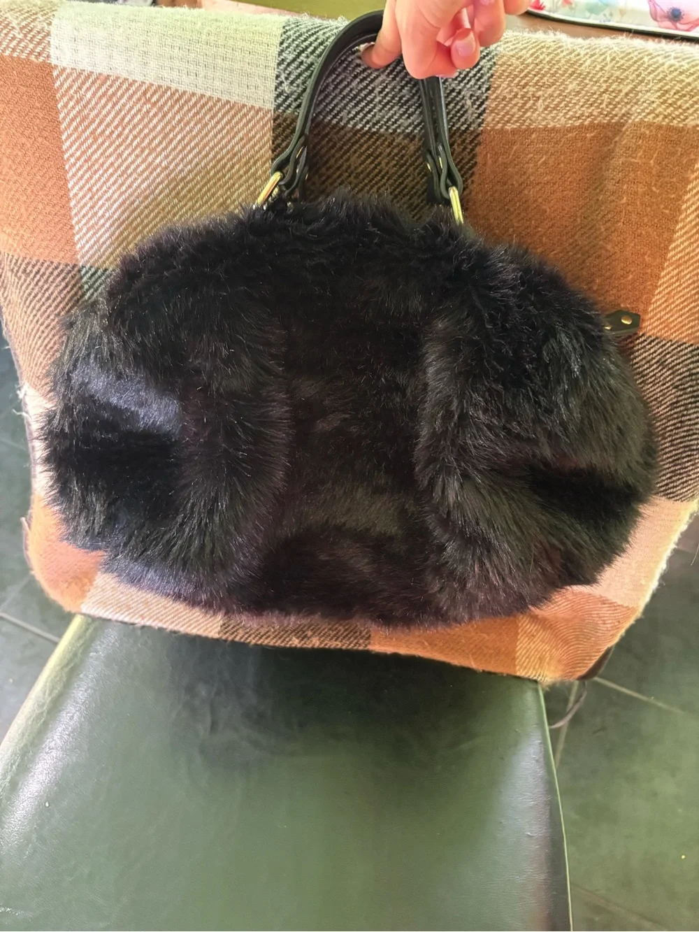 Mob Wife aesthetic Aleonto Collezioni Italian Faux Fur handbag purse Y2K style